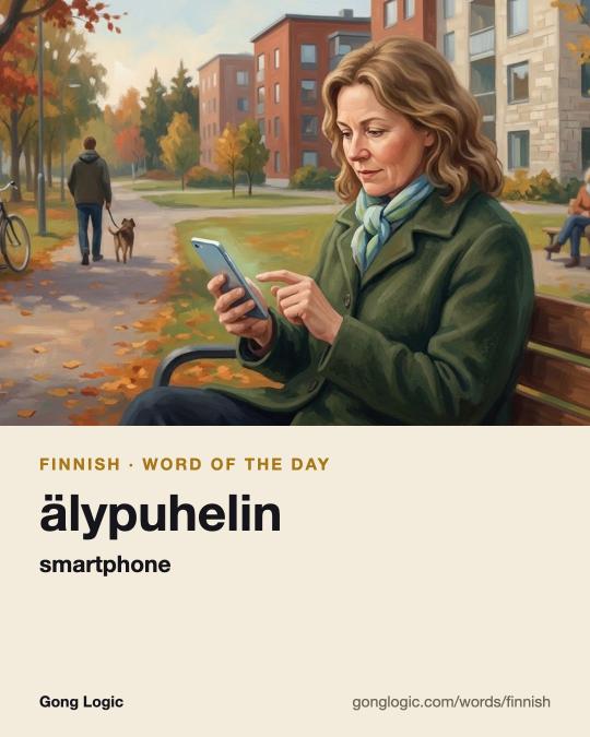 The Finnish word älypuhelin, illustrated