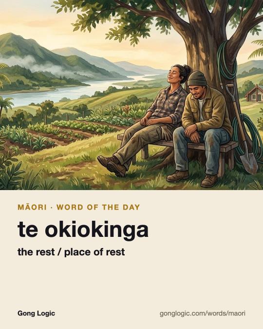 The Māori word te okiokinga, illustrated