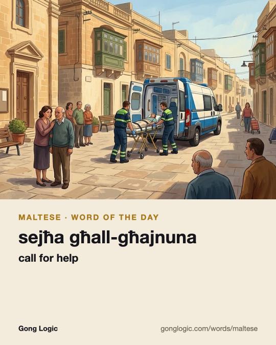 The Maltese word sejħa għall-għajnuna, illustrated