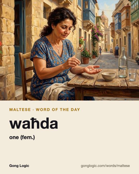 The Maltese word waħda, illustrated