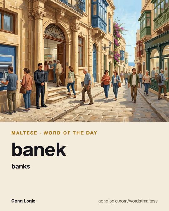 The Maltese word banek, illustrated